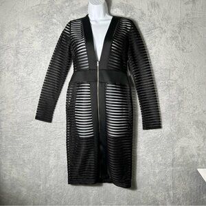 Eien‎ Dress Womens Large Black Sheer Zip Up Gothic Dark Romantic Striped READ